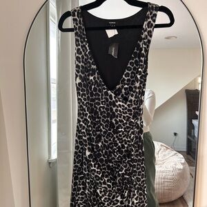 Express Black and White Leopard Print Dress
